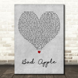 David Wilcox Bad Apple Grey Heart Decorative Wall Art Gift Song Lyric Print