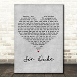 Stevie Wonder Sir Duke Grey Heart Decorative Wall Art Gift Song Lyric Print