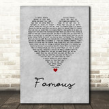 Nathan Sykes Famous Grey Heart Decorative Wall Art Gift Song Lyric Print