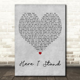 Usher Here I Stand Grey Heart Decorative Wall Art Gift Song Lyric Print