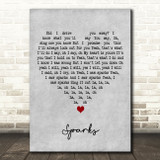 Coldplay Sparks Grey Heart Decorative Wall Art Gift Song Lyric Print