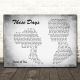 Rudimental feat. Dan Caplen, Jess Glynne & Macklemore These Days Man Lady Couple Grey Wall Art Song Lyric Print