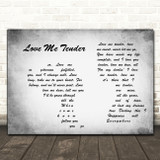 Elvis Presley Love Me Tender Man Lady Couple Grey Decorative Wall Art Gift Song Lyric Print
