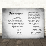 Leonard Bernstein Somewhere Man Lady Couple Grey Decorative Wall Art Gift Song Lyric Print