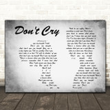 Guns N' Roses Don't Cry Man Lady Couple Grey Decorative Wall Art Gift Song Lyric Print