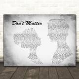 Akon Dont Matter Man Lady Couple Grey Decorative Wall Art Gift Song Lyric Print