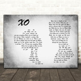 John Mayer XO Man Lady Couple Grey Decorative Wall Art Gift Song Lyric Print