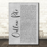 Bruce Springsteen Outlaw Pete Grey Rustic Script Decorative Wall Art Gift Song Lyric Print