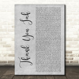 Vybz Kartel Thank You Jah (On And On) Grey Rustic Script Decorative Gift Song Lyric Print