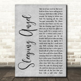 Stevie Nicks Sleeping Angel Grey Rustic Script Decorative Wall Art Gift Song Lyric Print