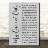 Tony Bennett & Diana Krall My One and Only Grey Rustic Script Wall Art Song Lyric Print