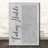 Pantera Fucking Hostile Grey Rustic Script Decorative Wall Art Gift Song Lyric Print