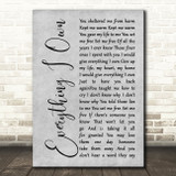 Bread Everything I Own Grey Rustic Script Decorative Wall Art Gift Song Lyric Print