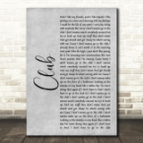 Kelsea Ballerini Club Grey Rustic Script Decorative Wall Art Gift Song Lyric Print