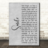 Nat King Cole Smile Grey Rustic Script Decorative Wall Art Gift Song Lyric Print