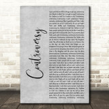 Prince Controversy Grey Rustic Script Decorative Wall Art Gift Song Lyric Print