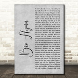 Pennywise Bro Hymn Grey Rustic Script Decorative Wall Art Gift Song Lyric Print