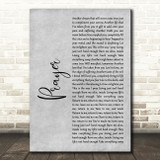 Disturbed Prayer Grey Rustic Script Decorative Wall Art Gift Song Lyric Print