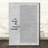 NF Nate Grey Rustic Script Decorative Wall Art Gift Song Lyric Print