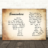 Leonard Bernstein Somewhere Man Lady Couple Decorative Wall Art Gift Song Lyric Print