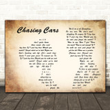 Snow Patrol Chasing Cars Man Lady Couple Decorative Wall Art Gift Song Lyric Print