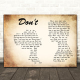 Elvis Presley Don't Man Lady Couple Decorative Wall Art Gift Song Lyric Print