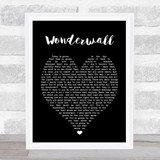Wonderwall Oasis Black Heart Quote Song Lyric Print