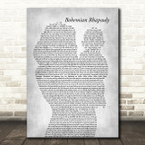 Queen Bohemian Rhapsody Mother & Baby Grey Decorative Wall Art Gift Song Lyric Print