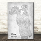 Matilda Musical When I Grow Up Mother & Child Grey Decorative Wall Art Gift Song Lyric Print