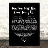 Can You Feel The Love Tonight Elton John Black Heart Song Lyric Quote Print
