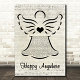 Blake Shelton Happy Anywhere Music Script Angel Decorative Wall Art Gift Song Lyric Print