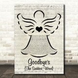 Celine Dion Goodbye's (The Saddest Word) Music Script Angel Song Lyric Print