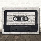 Led Zeppelin Thank You Music Script Cassette Tape Decorative Wall Art Gift Song Lyric Print