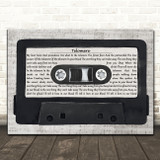 Mystery Jets Telomere Music Script Cassette Tape Decorative Wall Art Gift Song Lyric Print