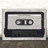 The Boomtown Rats I Don't Like Mondays Music Script Cassette Tape Gift Song Lyric Print