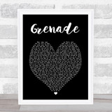 Grenade Bruno Mars Black Heart Song Lyric Quote Print