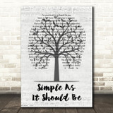 Tristan Prettyman Simple As It Should Be Music Script Tree Decorative Gift Song Lyric Print