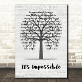 Andy Williams It's Impossible Music Script Tree Decorative Wall Art Gift Song Lyric Print