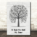 Celine Dion A Tale As Old As Time Music Script Tree Decorative Gift Song Lyric Print