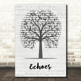 Pink Floyd Echoes Music Script Tree Decorative Wall Art Gift Song Lyric Print