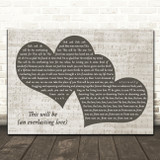 Natalie Cole This Will Be (An Everlasting Love) Landscape Music Script Two Hearts Song Lyric Print