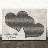 Alicia Keys Empire State Of Mind Landscape Music Script Two Hearts Wall Art Gift Song Lyric Print