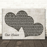 Crosby, Stills, Nash & Young Our House Landscape Music Script Two Hearts Song Lyric Print
