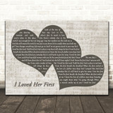 Heartland I Loved Her First Landscape Music Script Two Hearts Wall Art Song Lyric Print