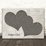 Filmore Other Girl Landscape Music Script Two Hearts Decorative Gift Song Lyric Print