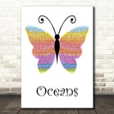 Hillsong United Oceans Rainbow Butterfly Decorative Wall Art Gift Song Lyric Print