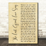Finbar Furey The Last Great Love Song Rustic Script Decorative Wall Art Gift Song Lyric Print