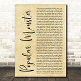 Falling In Reverse Popular Monster Rustic Script Decorative Wall Art Gift Song Lyric Print