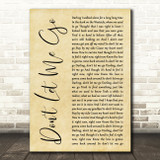 Armin Van Buuren Don't Let Me Go Rustic Script Decorative Wall Art Gift Song Lyric Print