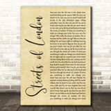 Ralph McTell Streets of London Rustic Script Decorative Wall Art Gift Song Lyric Print